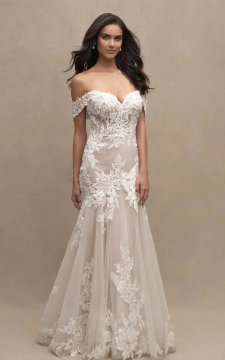 Photo of the model wearing a Bridal collection gown