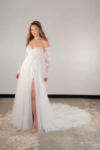 Essense of Australia D4097 (unlined) -EOA #0 default (IV-RM) IVORY LACE AND FRENCH TULLE OVER RUM GOWN thumbnail