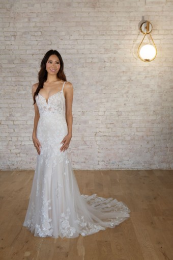 Stella York 7591-SY #0 default (IVAL-PL) Ivory Lace & Tulle over Almond Gown w Porcelain Tulle Plunge thumbnail