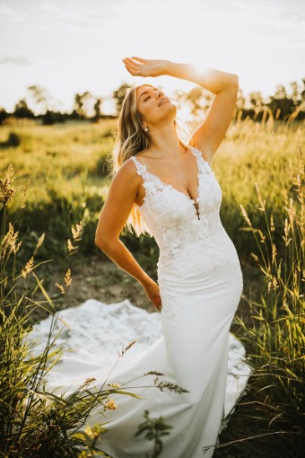 Stella York 7457- Stella York #2 default (IV-PL) Ivory Gown w Porcelain Tulle Plunge thumbnail