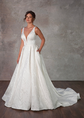 Essense of Australia D4140-EOA #0 default (IQ-PL) IVORY GOWN W PORCELAIN TULLE PLUNGE thumbnail